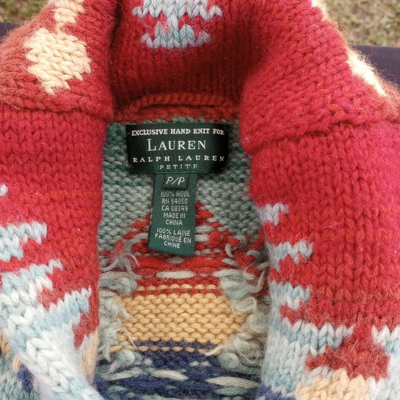 Vintage 100% Wool Ralph Lauren Cardigan Sweater Unisex - Picture 2 of 5